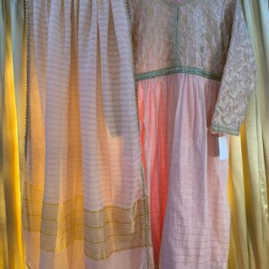 Blush Pink Embroidered Jacquard frock