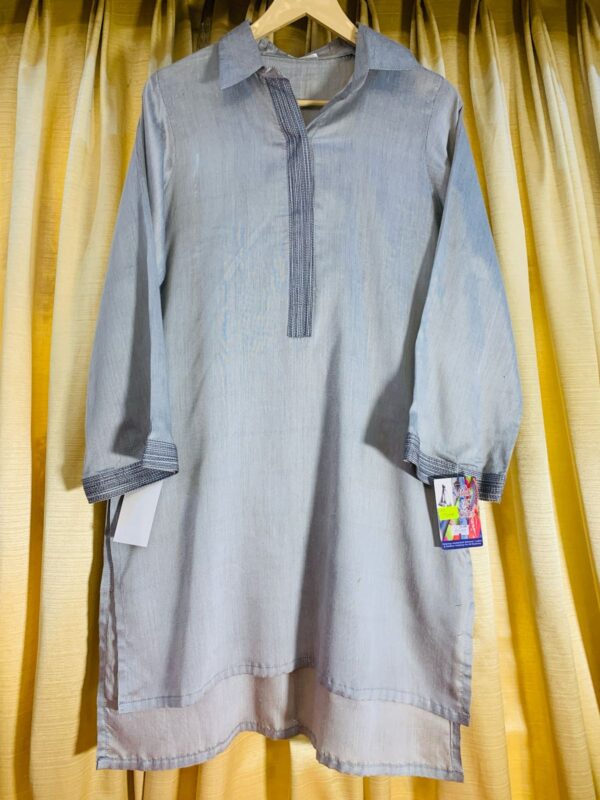 Chic Monochrome Ethnic Set – Kurti with Printed Pants and Black Dupatta - Image 5